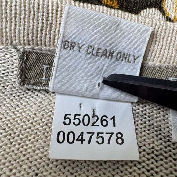 Isabella Bird Anthropologie Silk Cardigan Small Beige Black Geometric Tie Front - Picture 12 of 12